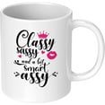 thumbnail image 1 of Classy Sassy a Bit Smart Assy Ceramic Coffee Mug Cute Birthday Present for Woman White Elephant Gift Exchange for Friend Coworker Boss Lady Wife Girlfriend Graduation Gift Tea Cup 11 oz Pink, 1 of 4