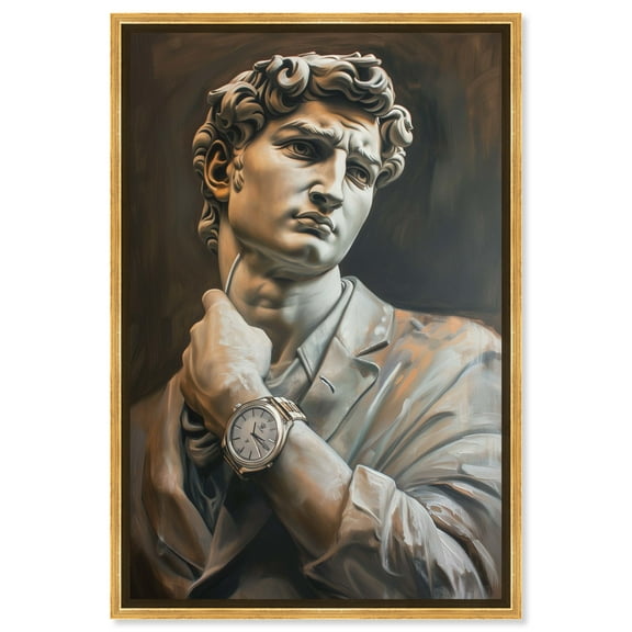 Classy Sculpture Men Style Man Cave Canvas Wall Art by Notoriart, Gold Floater Frame, 11.5" x 16.5"