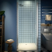 Classy 32-34" W x 72" H Pivot Shower Door Semi-Frameless Hinged In Nickel Install Glass Shower Door