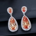 thumbnail image 1 of Classy Silver Plated Red Cubic Zirconia CZ Stone Long Teardrop Dangle Earrings, 1 of 8
