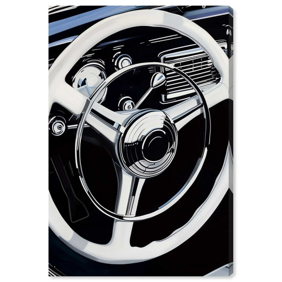 Classy Steering Wheel Car Canvas Wall Art by Notoriart, Gallery Wrapped, 24" x 36"