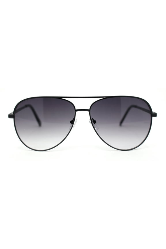 Classy Tear Drop Traditional Officer Pilots Metal Rim Sunglasses Black - Smoke