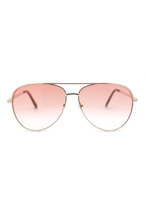 Classy Tear Drop Traditional Officer Pilots Metal Rim Sunglasses Gold - Rose Pink