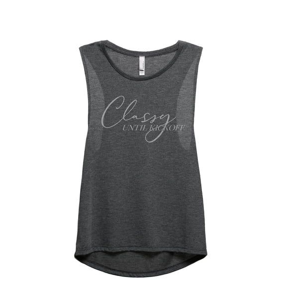 Classy Until Kickoff Women's Fashion Sleeveless Muscle Workout Yoga Tank Top Charcoal Grey Large