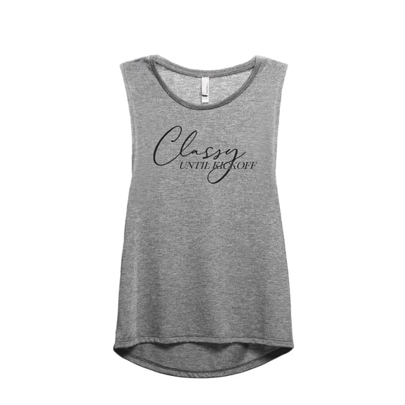 Classy Until Kickoff Women's Fashion Sleeveless Muscle Workout Yoga Tank Top Heather Grey Grey Large