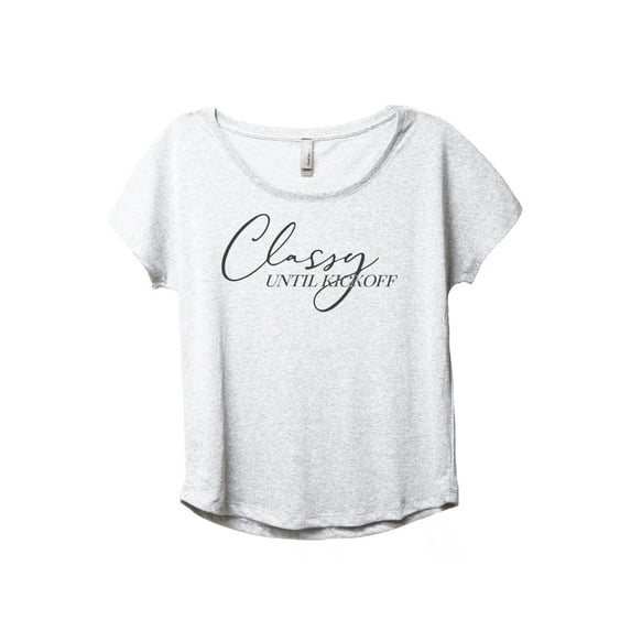 Classy Until Kickoff Women's Fashion Slouchy Dolman T-Shirt Tee Heather White Small