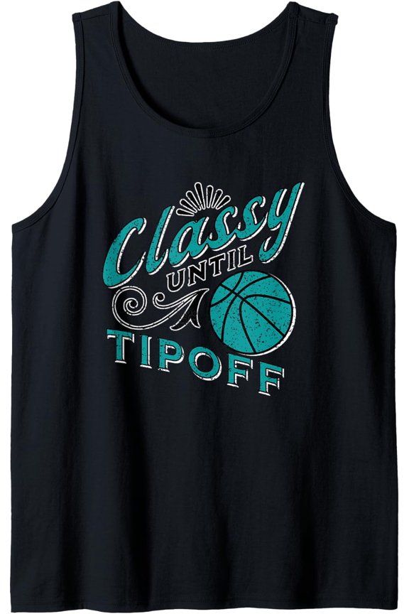 Classy Women Teal Basketball Gift For Basketball Mom Text Tank Top Size S-3XL