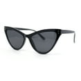 thumbnail image 1 of Classy Womens Cat Eye Plastic High Temple Horn Rim Fashion Sunglasses All Black, 1 of 4