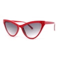 thumbnail image 1 of Classy Womens Cat Eye Plastic High Temple Horn Rim Fashion Sunglasses Red - Smoke, 1 of 4
