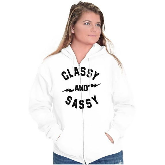 Classy and Sassy Attitude Quote Womens Plus Size Graphic Zipper Hoodie Brisco Brands 4X