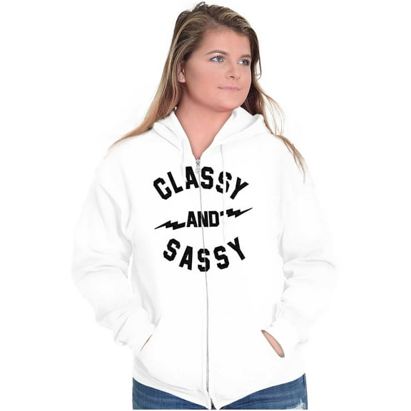 Classy and Sassy Strong Gym Workout Zip Hoodie Sweatshirt Women Brisco Brands L