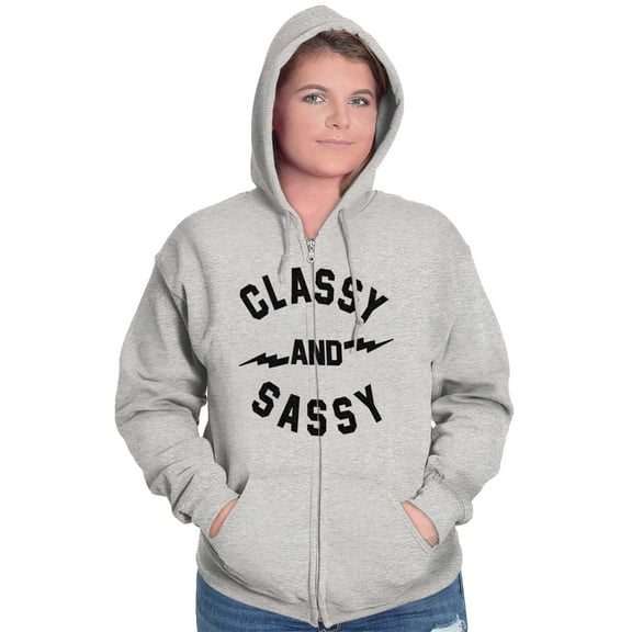 Classy and Sassy Strong Gym Workout Zip Hoodie Sweatshirt Women Brisco Brands X