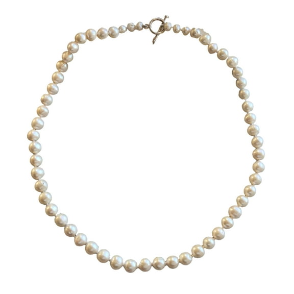 Classy cultured freshwater pearl necklace in 18". sterling silver pearl necklace. bridal necklace. birthday or valentine's day gift .