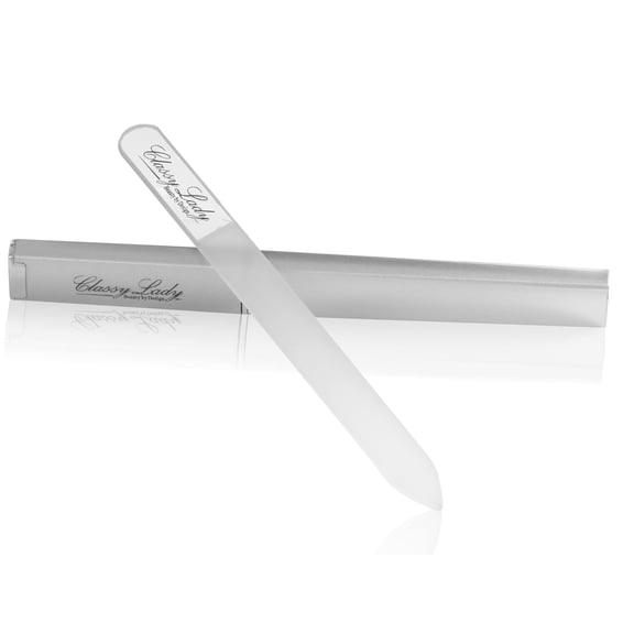 ClassyLady Glass Nail Files Crystal Nail File for Natural Nails Filing Board for Professional Fingernail Care w Case