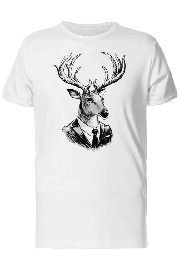 Clasy Deer In Suit Sketch T-Shirt Men -Image by Shutterstock, Male Large