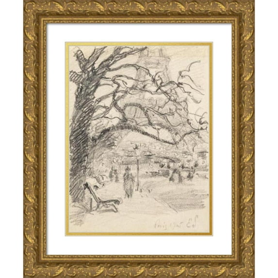 Claude Emile Schuffenecker 14x18 Gold Ornate Wood Frame and Double Matted Museum Art Print Titled - Paris, Champs De Mars (1905)