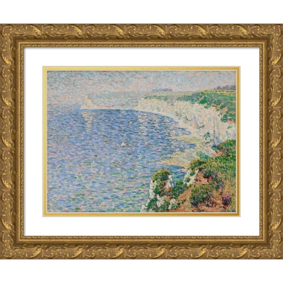 Claude Emile Schuffenecker 24x19 Gold Ornate Framed and Double Matted Museum Art Print Titled - A View of the Cliffs at Etretat (1888)