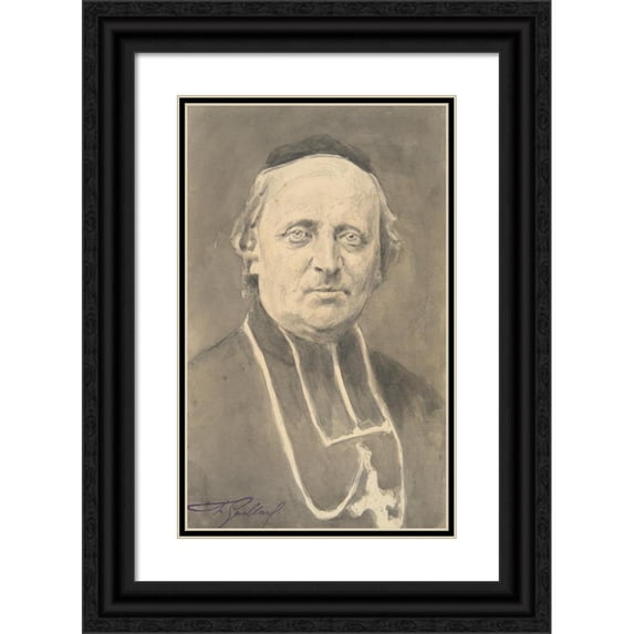 Claude Ferdinand Gaillard 13x18 Black Ornate Wood Framed Double Matted Museum Art Print Titled - 7 Monseigneur Felix-Arsene Billard, Bishop Of Carcassone (1886)