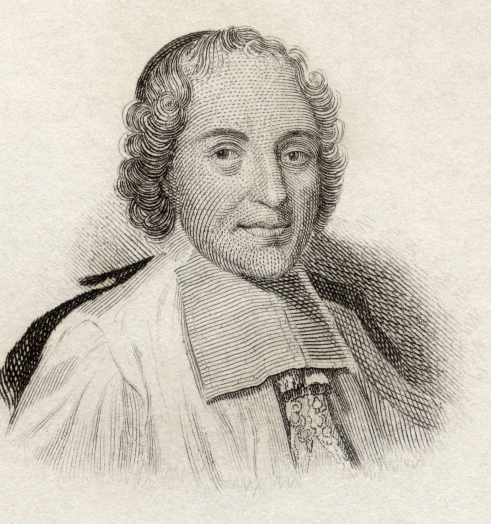 Claude Fleury 1640 To 1723 French Ecclesiastical Historian From Crabbes Historical Dictionary Published 1825 Canvas Art - Ken Welsh Design Pics (14 x 15)