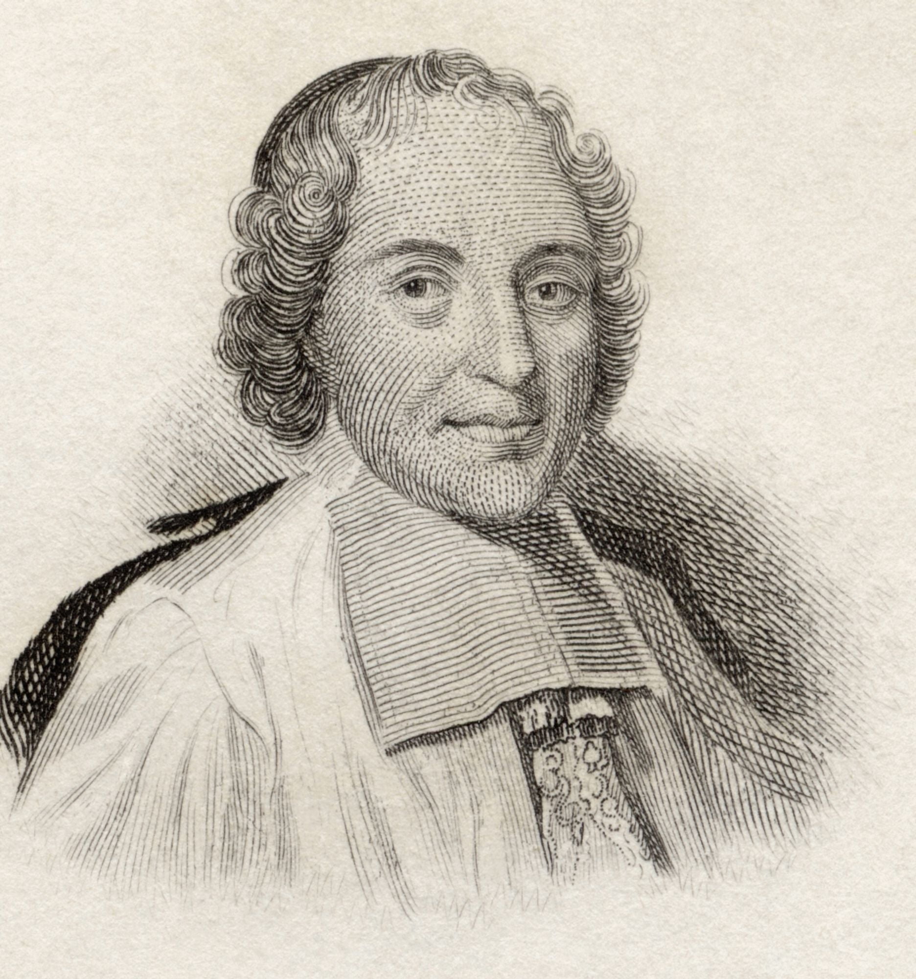 Claude Fleury 1640 To 1723 French Ecclesiastical Historian From Crabbes Historical Dictionary Published 1825 Canvas Art - Ken Welsh Design Pics (28 x 30)