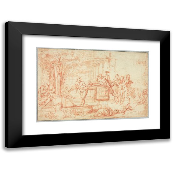 Claude Gillot 14x11 Black Modern Framed Museum Art Print Titled - Bacchanal