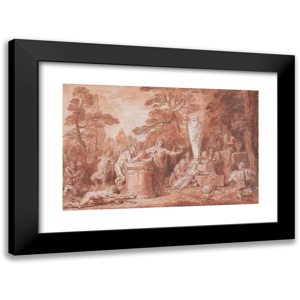 Claude Gillot 14x11 Black Modern Framed Museum Art Print Titled - Celebration in Honor of the God Pan