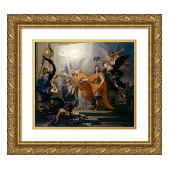 Claude Guy Hallé 23x20 Gold Ornate Framed and Double Matted Museum Art Print Titled - The Restoration of the Catholic Religion in Strasbourg (ca. 1681)