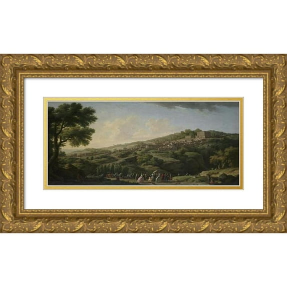 Claude-Joseph Vernet 18x10 Gold Ornate Wood Frame and Double Matted Museum Art Print Titled - Villa at Caprarola (1746)