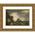 thumbnail image 1 of Claude-Joseph Vernet 18x14 Gold Ornate Wood Frame and Double Matted Museum Art Print Titled - A Shipwreck (1728 - 1789), 1 of 4