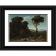 thumbnail image 1 of Claude Lorrain 14x11 Black Ornate Wood Framed Double Matted Museum Art Print Titled: Pastoral Landscape with a Mill (1634), 1 of 5