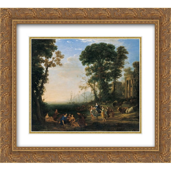 Claude Lorrain 2x Matted 22x20 Gold Ornate Framed Art Print 'Coast Scene with Europa and the Bull'