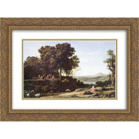 Claude Lorrain 2x Matted 24x18 Gold Ornate Framed Art Print 'Landscape with Apollo and the Muses'