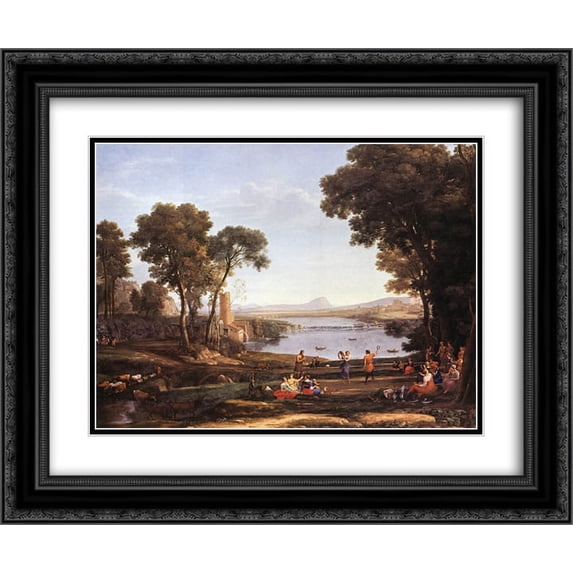 Claude Lorrain 2x Matted 24x20 Black Ornate Framed Art Print 'Landscape with Water Mill'