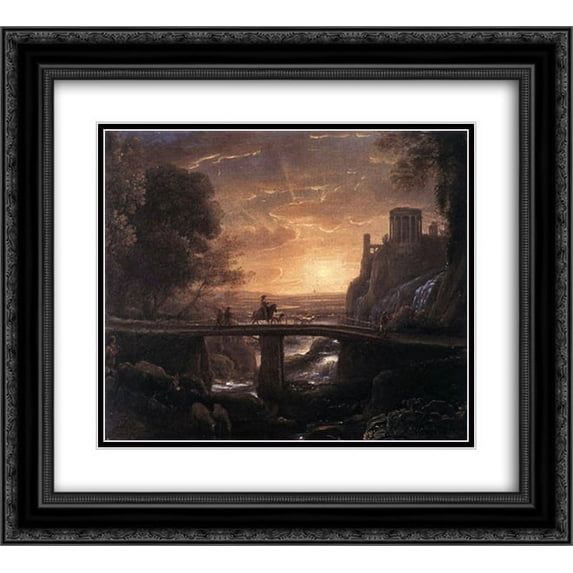 Claude Lorrain 2x Matted 24x20 Black Ornate Framed Art Print 'Landscape with an Imaginary View of Tivoli'