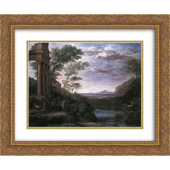 Claude Lorrain 2x Matted 24x20 Gold Ornate Framed Art Print 'Landscape with Ascanius Shooting the Stag of Sylvia'