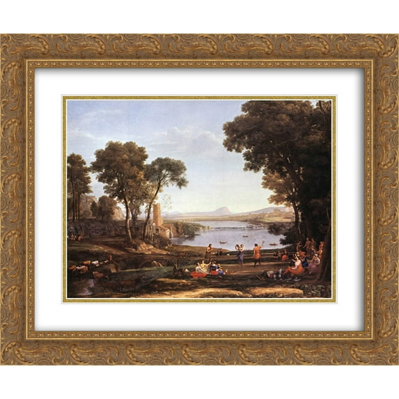 Claude Lorrain 2x Matted 24x20 Gold Ornate Framed Art Print 'Landscape with Water Mill'
