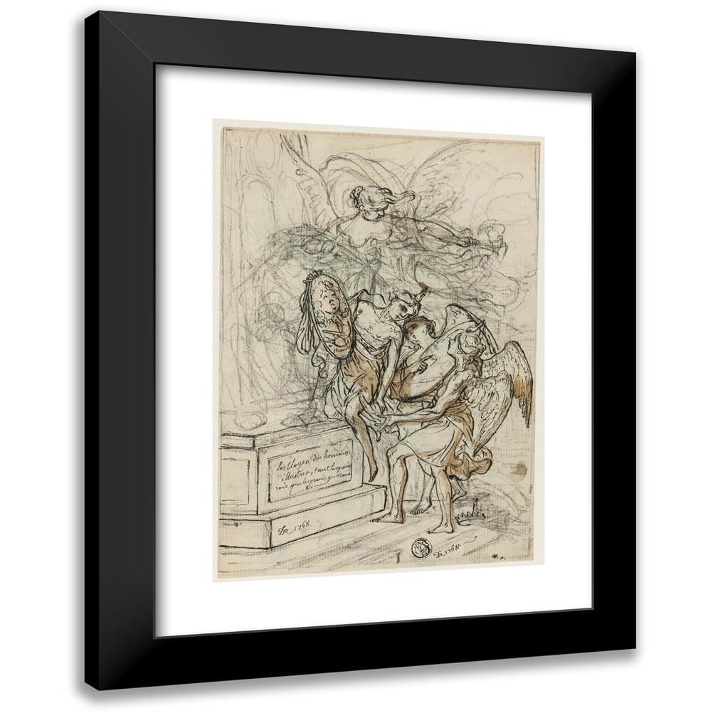 Claude Louis Desrais 11x14 Black Modern Framed Museum Art Print Titled - Allegory in Honor of King Stanislas Leczynski