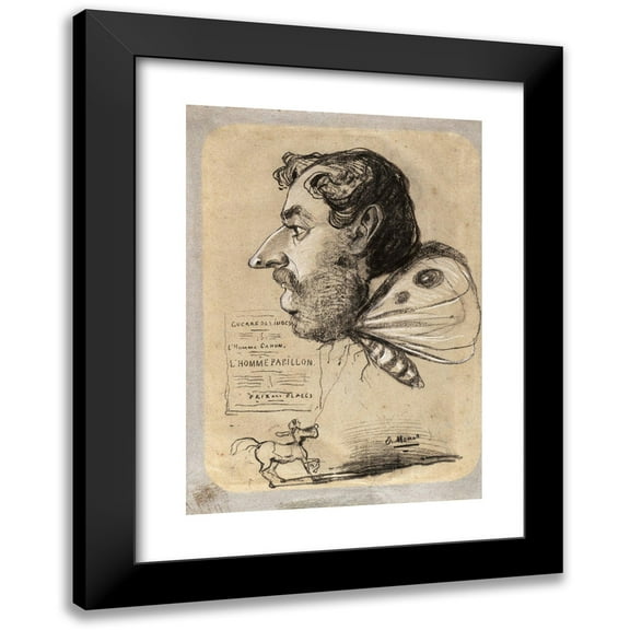 Claude Monet 11x14 Black Modern Framed Museum Art Print Titled - Caricature of Jules Didier (‘Butterfly Man’) (C. 1858)