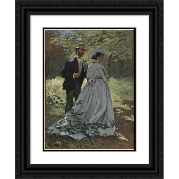Claude Monet 11x14 Black Ornate Wood Framed Double Matted Museum Art Print Titled: Bazille and Camille (Study for Lunch on the Grass) (1865)