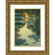 Claude Monet 11x14 Gold Ornate Wood Frame and Double Matted Museum Art Print Titled - Water Lilies (1907)
