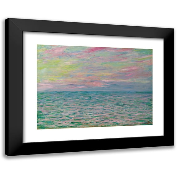 Claude Monet 14x11 Black Modern Framed Museum Art Print Titled - Sunset in Pourville, Full Sea (1882)