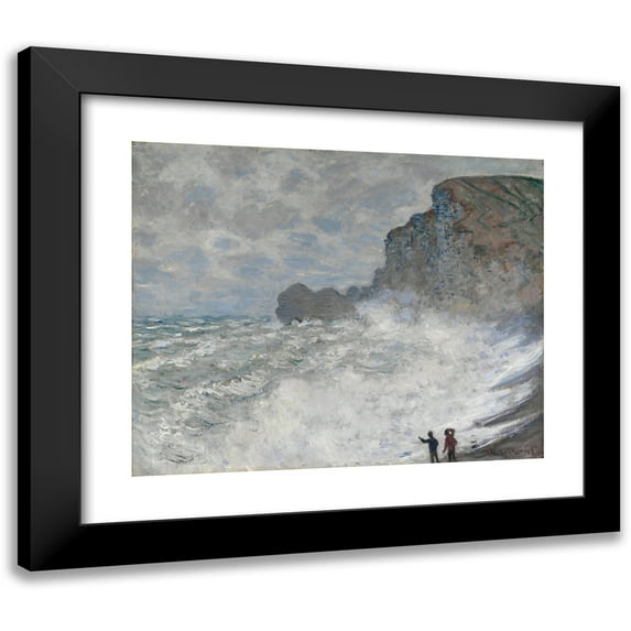 Claude Monet 14x12 Black Modern Framed Museum Art Print Titled - Rough Weather at Etretat (1883)