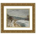 thumbnail image 1 of Claude Monet 14x12 Gold Ornate Wood Frame and Double Matted Museum Art Print Titled - La Seine in Bougival (1869), 1 of 4