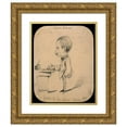 thumbnail image 1 of Claude Monet 15x17 Gold Ornate Wood Frame and Double Matted Museum Art Print Titled - Caricature of a Man Standing by Desk (1855), 1 of 4