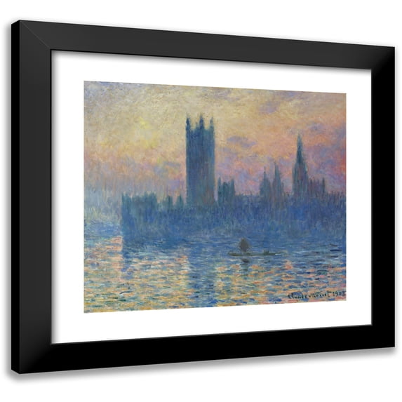 Claude Monet 16x15 Black Modern Framed Museum Art Print Titled - The Houses of Parliament, Sunset (1903)
