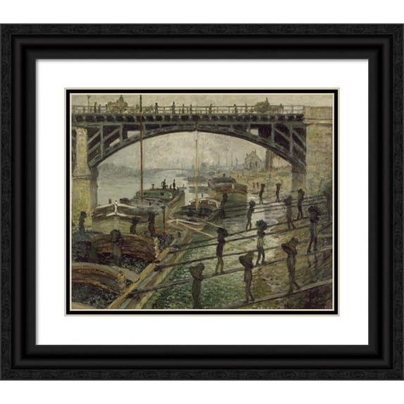 Claude Monet 17x15 Black Ornate Wood Framed Double Matted Museum Art Print Titled - The Coalmen (circa 1875)