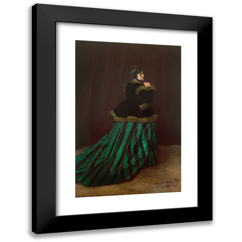 camille the woman in the green dress Claude Monet - Camille the Woman in the Green Dress (1866) - Classic Painting Poster Print Art Gift, French Impressionist Impressionism