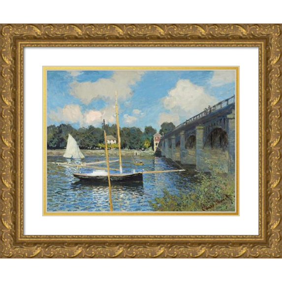 Claude Monet 18x15 Gold Ornate Wood Frame and Double Matted Museum Art Print Titled - The Bridge at Argenteuil (1874)
