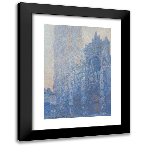 Claude Monet 18x24 Black Modern Framed Museum Art Print Titled - Rouen Cathedral Facade and Tour D’Albane (Morning Effect) (1894)