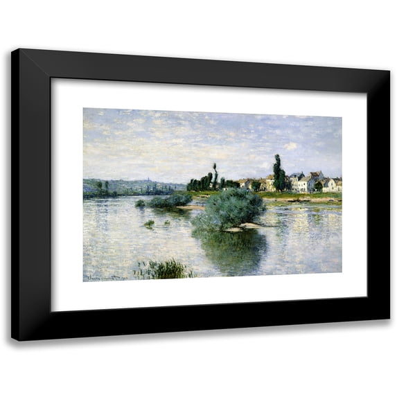 Claude Monet 24x17 Black Modern Framed Museum Art Print Titled - The Seine at Lavacourt (1880)